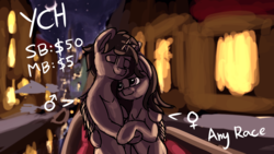 Size: 4551x2560 | Tagged: safe, artist:smowu, oc, advertisement, boat, commission, couple, duo, holding hooves, shipping, snuggling, venice, your character here