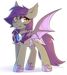Size: 1930x2160 | Tagged: safe, artist:fensu-san, oc, oc only, bat pony, pony, armor, bat pony oc, fangs, female, hoof shoes, mare, night guard, simple background, slit pupils, solo, spread wings, white background, wings