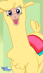 Size: 1761x3000 | Tagged: safe, artist:xwhitedreamsx, paprika (tfh), alpaca, them's fightin' herds, community related, female, looking at you, open mouth, smiling