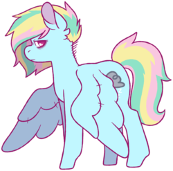 Size: 600x592 | Tagged: safe, artist:soulnik, oc, oc only, oc:zaptastic, pegasus, pony, bags under eyes, female, mare, offspring, parent:rainbow dash, parent:zephyr breeze, parents:zephdash, simple background, solo, transparent background, white outline