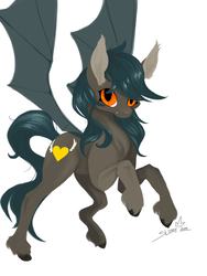 Size: 3000x4000 | Tagged: safe, artist:slimeprnicess, oc, oc only, oc:speck, bat pony, flying, solo