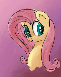 Size: 871x1093 | Tagged: safe, artist:mang, fluttershy, pegasus, pony, g4, :o, blushing, bust, female, looking sideways, open mouth, portrait, simple background, solo