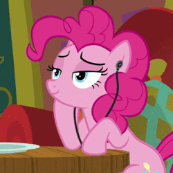 Size: 508x508 | Tagged: safe, artist:anonshy, edit, edited edit, edited screencap, screencap, pinkie pie, earth pony, pony, g4, spice up your life, alex s., animated, bedroom eyes, cute, diapinkes, earbuds, female, mare, music, party hard, party soft, party with pinkie, solo, sound, webm