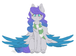 Size: 2116x1564 | Tagged: safe, artist:sugartm, oc, oc only, oc:lyra, pegasus, pony, clothes, colored wings, female, mare, multicolored wings, scar, scarf, simple background, sitting, solo, transparent background