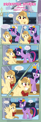 Size: 1919x5698 | Tagged: safe, artist:estories, twilight sparkle, oc, oc:alice goldenfeather, oc:comet, alicorn, pegasus, phoenix, pony, comic:find yourself, g4, blushing, comic, cute, female, floppy ears, mare, ocbetes, twilight sparkle (alicorn)