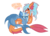 Size: 3338x2400 | Tagged: safe, artist:starlightlore, oc, oc only, oc:citrus flair, oc:nocturne dream, original species, shark pony, duo, high res, simple background, transparent background