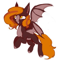 Size: 1936x1996 | Tagged: artist needed, safe, oc, oc only, oc:fire glow, bat pony, pony, female, flying, lidded eyes, mare, simple background, solo, white background