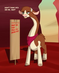 Size: 1034x1280 | Tagged: safe, artist:astr0zone, arizona (tfh), cow, them's fightin' herds, are you frustrated?, bandana, community related, defiant, female, impossibly long neck, long neck, meme, necc, neckerchief, not salmon, sign, solo, speech, wat