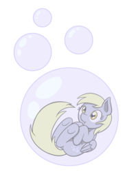 Size: 1350x1800 | Tagged: safe, artist:flutterluv, derpy hooves, pegasus, pony, g4, bubble, chibi, female, in bubble, simple background, solo, transparent background