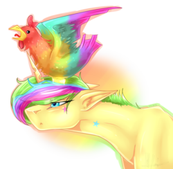 Size: 3185x3105 | Tagged: safe, artist:lastaimin, oc, oc only, oc:twin star, chicken, pony, unicorn, high res, male, simple background, solo, stallion, transparent background