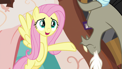 Size: 1280x720 | Tagged: safe, screencap, discord, fluttershy, pony, discordant harmony, g4, glasses