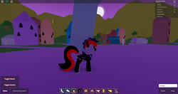 Size: 1920x1017 | Tagged: safe, artist:jimmyhook19202122, oc, oc:jimmy hook (female), bat pony, bat pony oc, crystal empire, night guard, profile, roblox, roleplay is magic