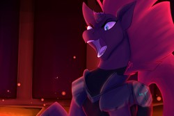 Size: 1280x853 | Tagged: safe, artist:swagginmun, tempest shadow, pony, unicorn, g4, my little pony: the movie, armor, broken horn, female, horn, majestic, mare, open mouth, solo