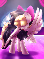 Size: 3000x4000 | Tagged: safe, artist:annakitsun3, songbird serenade, pegasus, pony, g4, my little pony: the movie, bow, clothes, female, hair bow, mare, raised hoof, smiling, solo