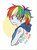 Size: 679x909 | Tagged: safe, artist:dcon, rainbow dash, equestria girls, g4, alternative cutie mark placement, female, looking at you, ponytail, shoulder cutie mark, simple background, solo, text, white background