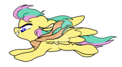 Size: 1024x564 | Tagged: safe, artist:torusthescribe, oc, oc only, oc:cloudsong, pegasus, pony, clothes, female, flying, mare, scarf, simple background, solo, transparent background