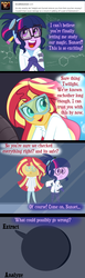 Size: 591x1920 | Tagged: dead source, safe, artist:wubcakeva, sci-twi, sunset shimmer, twilight sparkle, comic:ask casual midnight and demon shimmer, equestria girls, g4, comic, for science, tempting fate