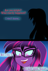Size: 600x900 | Tagged: dead source, safe, artist:wubcakeva, sci-twi, twilight sparkle, comic:ask casual midnight and demon shimmer, equestria girls, g4, causal midnight sparkle, comic, long hair, midnight sparkle, possessed