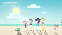 Size: 1280x720 | Tagged: safe, screencap, applejack, derpy hooves, fluttershy, lily pad (g4), rainbow dash, rarity, tank, valhallen, water lily (g4), tortoise, aww... baby turtles, equestria girls, g4, my little pony equestria girls: better together, animated, baby, background human, beach, belly button, cap, clothes, derpy's beach shorts swimsuit, feet, flip-flops, food, geode of fauna, geode of shielding, geode of super speed, geode of super strength, hat, ice cream, magical geodes, male, midriff, one-piece swimsuit, piggyback ride, rock horse, sandals, sarong, sonic the hedgehog, sonic the hedgehog (series), sound, sun hat, swimsuit, time-lapse, trolling, webm, wetsuit, you're too slow, young