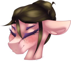 Size: 1024x877 | Tagged: safe, artist:mauuwde, oc, oc only, pony, bust, eyes closed, female, mare, portrait, simple background, solo, transparent background