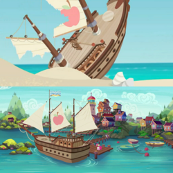 Size: 2048x2048 | Tagged: safe, screencap, pinkie pie, rarity, aww... baby turtles, equestria girls, g4, my little pony equestria girls: better together, ppov, beach, boat, comparison, devon cody, harbor, high res, ocean, seaward shoals, ship