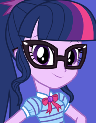 Size: 434x554 | Tagged: safe, sci-twi, twilight sparkle, equestria girls, equestria girls series, g4, female, geode of telekinesis, glasses, looking at you, magical geodes, ponytail, solo