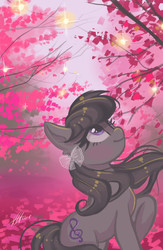 Size: 780x1200 | Tagged: safe, artist:xjenn9, octavia melody, earth pony, pony, g4, beautiful, branches, cute, female, leaf, mare, ribbon, smiling, solo, tavibetes, tree