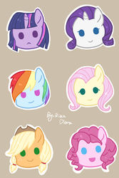 Size: 1180x1770 | Tagged: safe, artist:rikadiane, applejack, fluttershy, pinkie pie, rainbow dash, rarity, twilight sparkle, pony, g4, chubbie, mane six