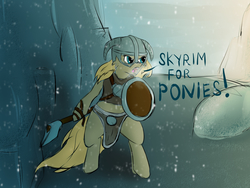 Size: 2000x1500 | Tagged: safe, artist:foxyghost, pony, auction, commission, crossover, sketch, skyrim, solo, the elder scrolls, your character here