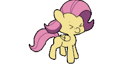 Size: 500x281 | Tagged: safe, artist:swerve-art, fluttershy, pegasus, pony, g4, animated, blank flank, cute, eyes closed, female, filly, foal, frame by frame, gif, headbang, mare, shyabetes, simple background, solo, transparent background, wings, younger