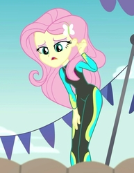 Size: 831x1078 | Tagged: safe, screencap, fluttershy, equestria girls, g4, my little pony equestria girls: better together, too hot to handle, adorasexy, clothes, cute, female, fluttershy's wetsuit, hairpin, lidded eyes, sexy, solo, stupid sexy fluttershy, swimsuit, wetsuit