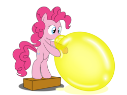 Size: 4000x3000 | Tagged: safe, artist:bladedragoon7575, pinkie pie, earth pony, pony, g4, balloon, belly, bipedal, blowing up balloons, female, hoof hold, inflating, mare, simple background, that pony sure does love balloons, transparent background