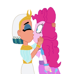 Size: 1568x1600 | Tagged: safe, artist:bigpurplemuppet99, pinkie pie, somnambula, equestria girls, g4, equestria girls-ified, female, kissing, lesbian, ship:pinkambula, shipping, simple background, transparent background