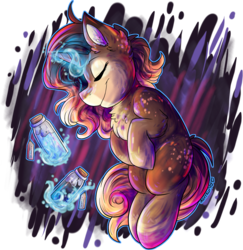 Size: 2155x2219 | Tagged: safe, artist:php166, oc, oc only, pony, unicorn, bottle, chest fluff, female, high res, magic, simple background, solo, transparent background
