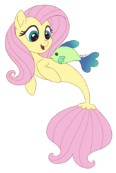 Size: 536x800 | Tagged: safe, artist:k-b-21, fluttershy, fish, seapony (g4), g4, my little pony: the movie, seaponified, seapony fluttershy, simple background, species swap, transparent background