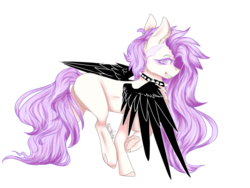 Size: 1024x768 | Tagged: safe, artist:akiiichaos, oc, oc only, oc:pastel hell, pegasus, pony, choker, colored wings, female, mare, simple background, solo, spiked choker, transparent background, underhoof