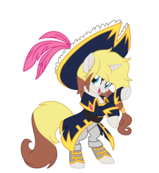 Size: 1024x1114 | Tagged: safe, artist:bezziie, oc, oc only, pony, unicorn, base used, female, hat, mare, pirate outfit, simple background, solo, transparent background