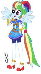 Size: 304x547 | Tagged: safe, artist:ilaria122, part of a set, rainbow dash, equestria girls, g4, clothes, cute, dress, element of loyalty, female, geode of super speed, guardian, magical geodes, open mouth, ponied up, signature, simple background, solo, transparent background