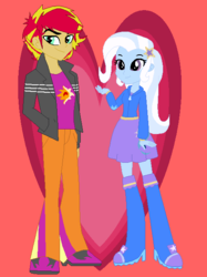 Size: 470x630 | Tagged: safe, artist:jamessentry, sunset shimmer, trixie, equestria girls, g4, duo, equestria guys, female, half r63 shipping, male, rule 63, ship:suntrix, ship:trixglare, shipping, straight, sunset glare