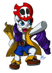 Size: 700x990 | Tagged: safe, artist:projectzuel, rarity, pony, unicorn, g4, bandage, belt, clothes, cosplay, costume, crossover, female, hat, map, mare, open mouth, pirateshoes, shorts, simple background, solo, transparent background, zack & wiki: quest for barbaros' treasure