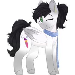 Size: 2048x2048 | Tagged: safe, artist:cinnamontee, oc, oc only, oc:tess, pegasus, pony, clothes, female, high res, mare, one eye closed, scarf, simple background, solo, transparent background, wink