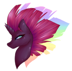 Size: 690x678 | Tagged: safe, artist:ooxkatiekatxoo, tempest shadow, pony, g4, my little pony: the movie, broken horn, bust, female, horn, simple background, solo, transparent background