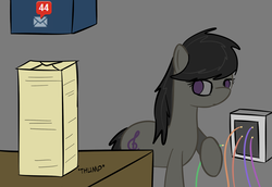 Size: 1274x878 | Tagged: safe, artist:erthilo, octavia melody, earth pony, pony, ask octavia, g4, ask, discorded, female, letter, mare, no pupils, solo, wires