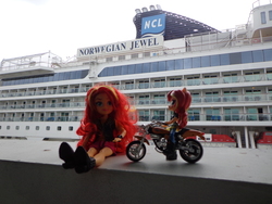 Size: 4608x3456 | Tagged: safe, artist:franklin, sunset shimmer, equestria girls, g4, cruise ship, doll, equestria girls minis, female, irl, motorcycle, photo, singapore, toy