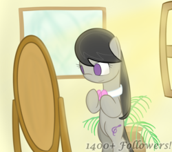 Size: 1280x1125 | Tagged: safe, artist:erthilo, octavia melody, earth pony, pony, ask octavia, g4, ask, bipedal, bowtie, female, mare, mirror, no pupils, solo