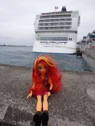 Size: 3456x4608 | Tagged: safe, sunset shimmer, equestria girls, g4, cruise ship, doll, irl, photo, singapore, toy