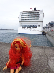 Size: 3456x4608 | Tagged: safe, sunset shimmer, equestria girls, g4, cruise ship, doll, irl, photo, singapore, toy