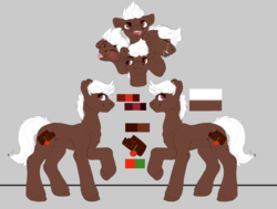Size: 1850x1401 | Tagged: safe, artist:sturpunshie, oc, oc only, oc:cherry cordial, pony, annoyed, blushing, cherry, chocolate, crying, expressions, food, happy, male, reference sheet, silly face, smiling, solo, stallion, white hair