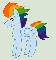 Size: 540x570 | Tagged: safe, artist:kaged-wolf, oc, oc only, oc:skyward skips, pegasus, pony, green background, male, offspring, parent:rainbow dash, parent:soarin', parents:soarindash, simple background, solo