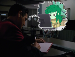 Size: 2544x1941 | Tagged: safe, screencap, wallflower blush, equestria girls, equestria girls specials, g4, my little pony equestria girls: better together, my little pony equestria girls: forgotten friendship, spoiler:star trek, chakotay, paper, spoiler, spoilers for another series, star trek, star trek: voyager, unforgettable